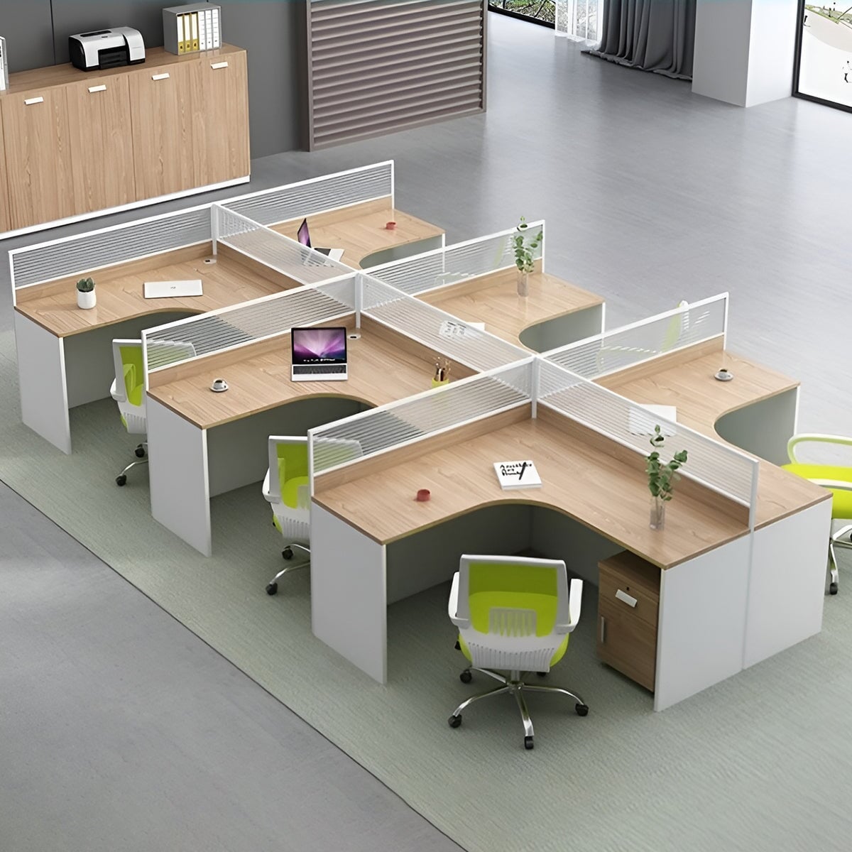 オフィスデスク 事務用デスク 事務机 ワークデスク デスク トップパネル付き 配線穴 サイドキャビネット 木目調 カスタマイズ可能 BGZ-K-070