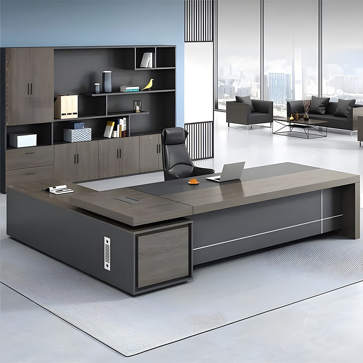 エグゼクティブデスク 役員用デスク シンプルでモダン オフィスデスク デスク&チェアセット