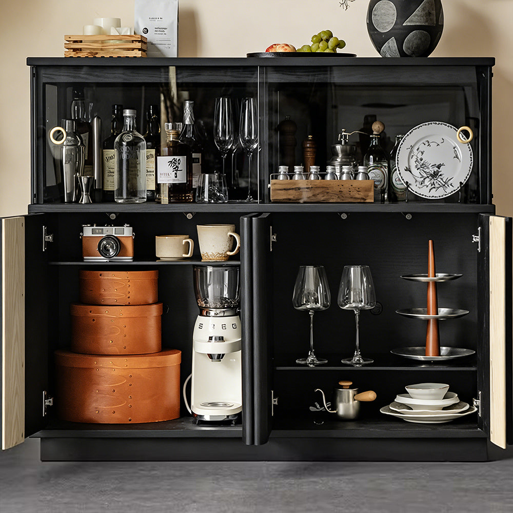 アンティーク調大容量収納キャビネット｜マグネット式開閉・高品質金属蝶番