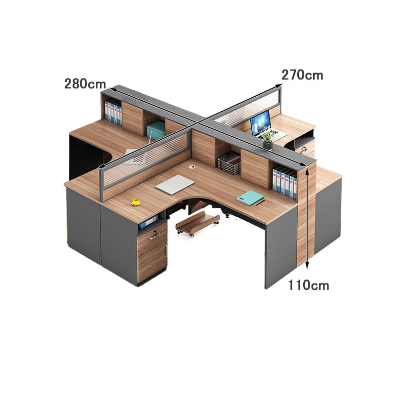 オフィスデスク　ワークデスク　パソコンデスク　事務用デスク　配線孔　アルミ合金フレーム　収納棚　サイドキャビネット　ナチュラル　カスタマイズ可能　BGZ-227 