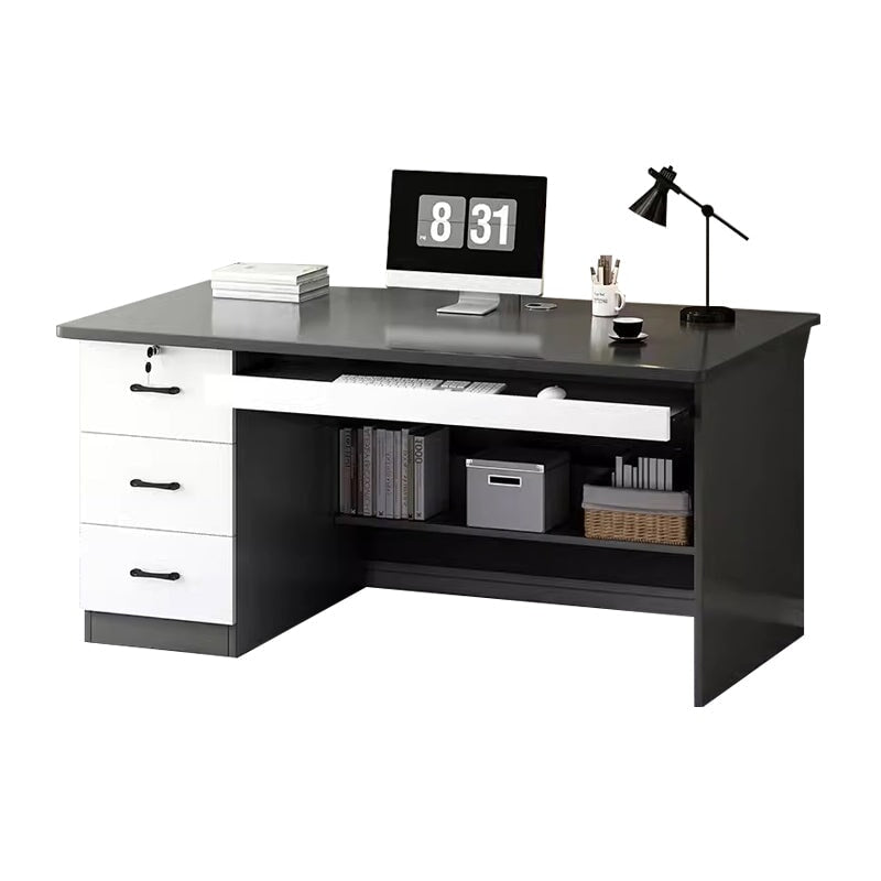 在宅ワーク用　引き出し付き　鍵付き　ＰＣ収納　ワークデスク　天板固定デスク　長方形タイプ　会社用　事務所用　シンプル　BGZ-T045　