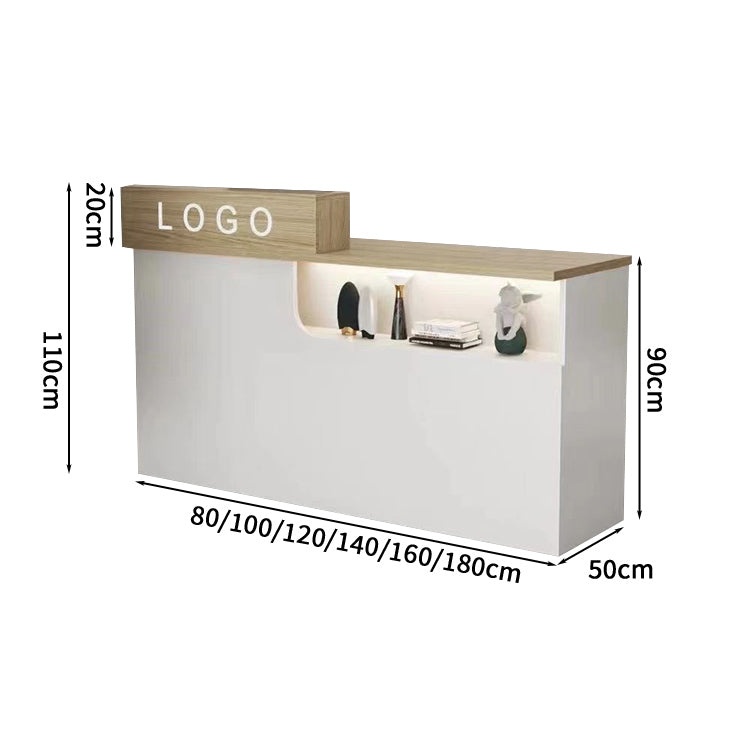 シンプルモダン 受付 レジカウンター｜鍵付き引き出し 収納機能 ロゴカスタマイズ対応