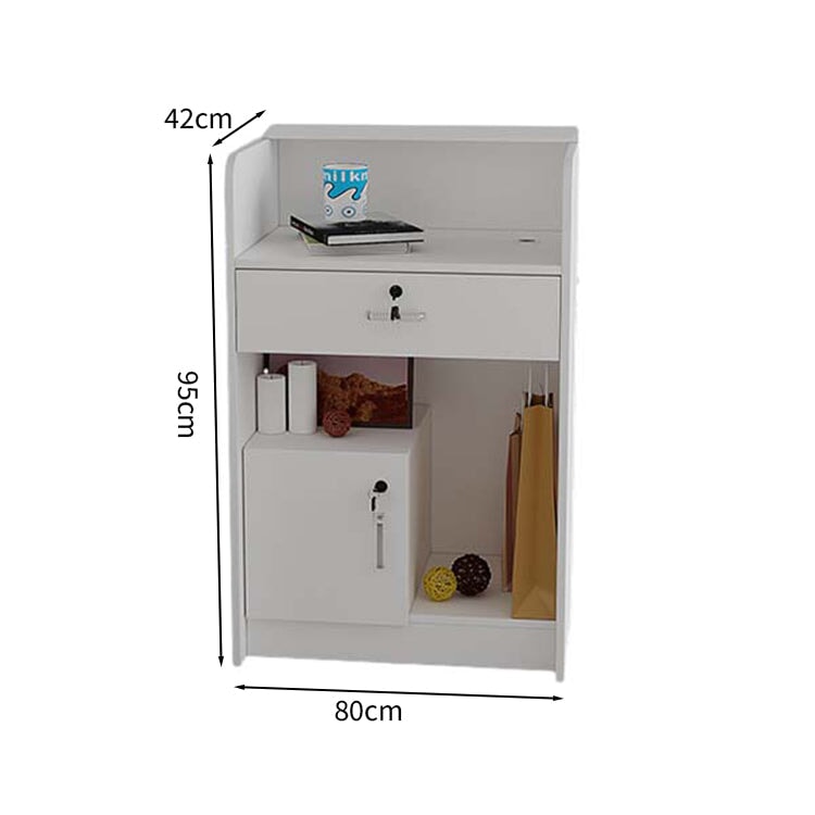 受付カウンター　収納　受付台　レジカウンター　マーブル模様　鍵付き　シリンダー錠　引出し付き　分類収納　シンプル　ホワイト　JDT-M-123