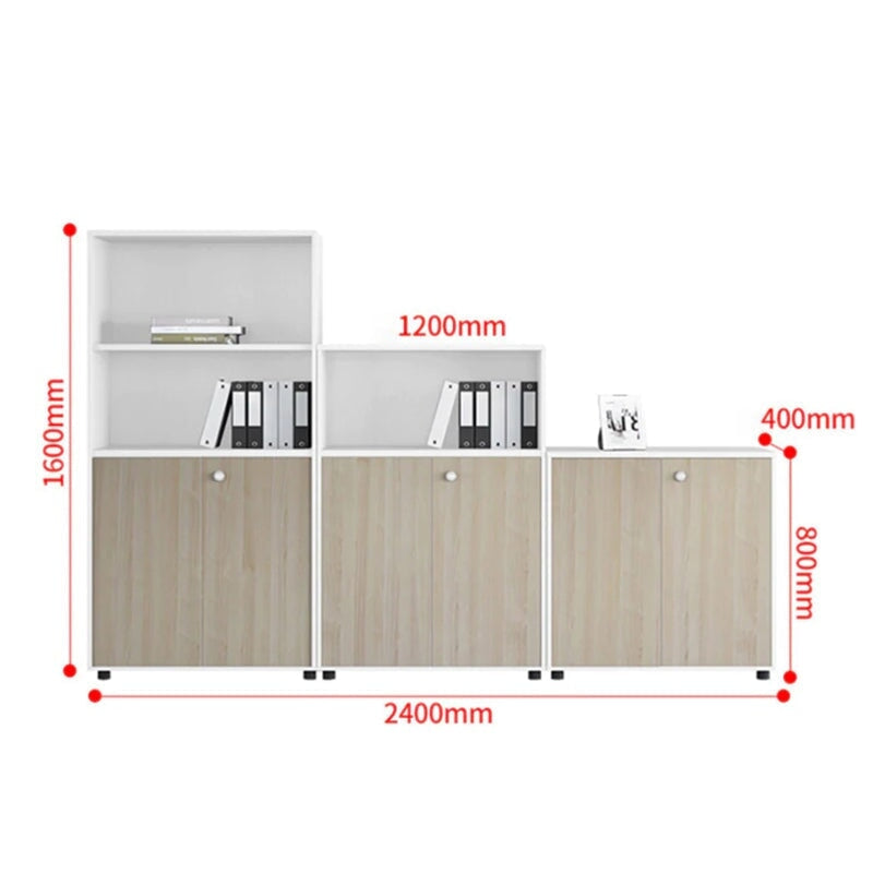 シンプル木製収納キャビネット｜エコ合板製オフィス書庫（3点セット対応）