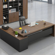 社長デスク　エグゼクティブデスク　オフィスデスク　チェア　幕板付き　配線孔付き　機能性　キャビネット　オープン収納　メラミン化粧板　エコ素材　高品質　LBZ - S011 -   