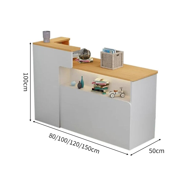 会社用　業務用　収納機能　角丸　木製受付カウンター　レセプションデスク　レジカウンター　受付カウンター　エントランス受付　シンプル　ホワイト　カスタマイズ可能　JDT-C014
