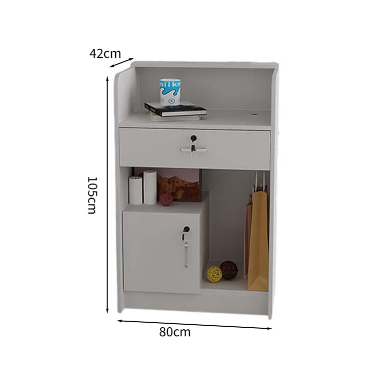 受付カウンター　収納　受付台　レジカウンター　マーブル模様　鍵付き　シリンダー錠　引出し付き　分類収納　シンプル　ホワイト　JDT-M-123