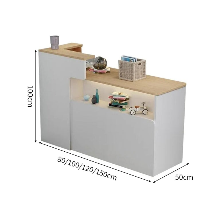 会社用　業務用　収納機能　角丸　木製受付カウンター　レセプションデスク　レジカウンター　受付カウンター　エントランス受付　シンプル　ホワイト　カスタマイズ可能　JDT-C014