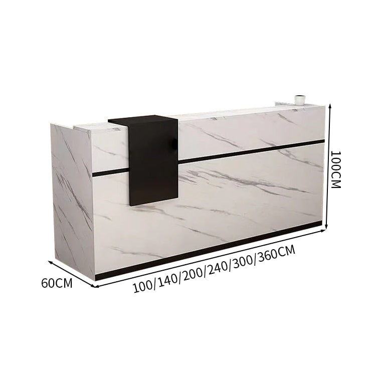 受付カウンター　レジカウンター　オフィス受付　カウンター　焼付塗装　オープン収納　鍵付き引き出し　マーブル模様　カスタマイズ可能　JDT-072　