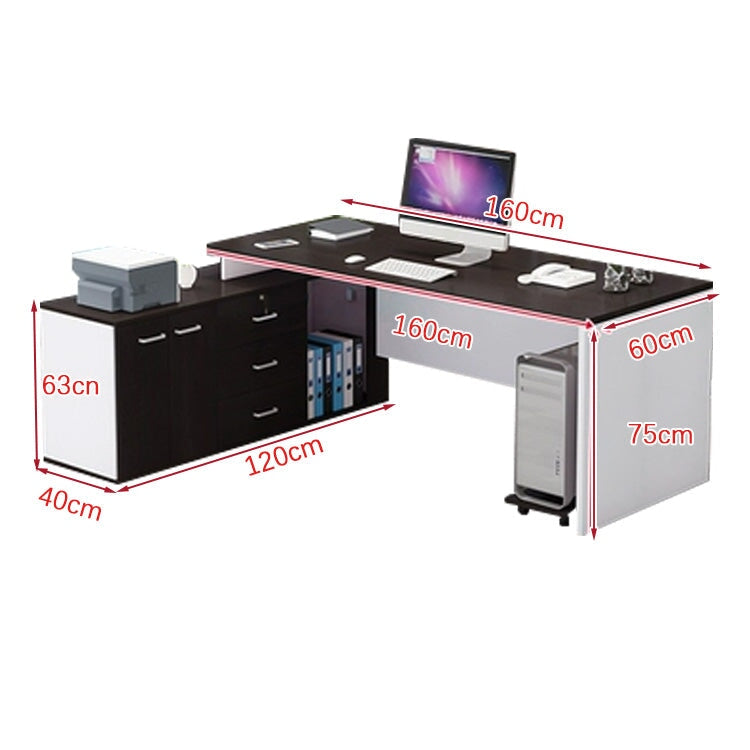 ワークデスク　オフィスデスク　エグゼクティブデスク　事務デスク　サイドキャビネット　オープン収納　扉付き　幕板　引き出し　シンプル　ナチュラル　LBZ-K025 -  