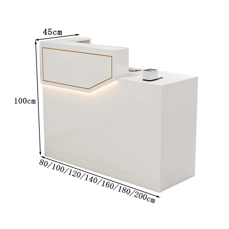 エコ板材　扉付き収納　引き出し　錠付き　上部天板　配線孔　LEDライト　広め　ゆとり　受付カウンター　カウンター　レジ台　すっきり　シンプル　機能的　ホワイト　カスタマイズ可能