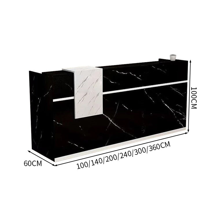 受付カウンター　レジカウンター　オフィス受付　カウンター　焼付塗装　オープン収納　鍵付き引き出し　マーブル模様　カスタマイズ可能　JDT-072　