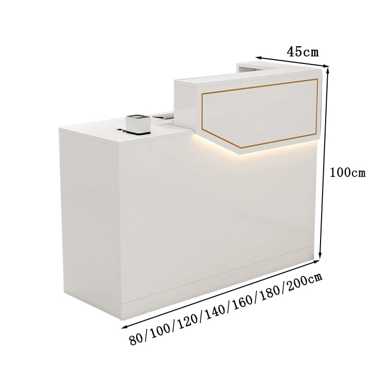 エコ板材　扉付き収納　引き出し　錠付き　上部天板　配線孔　LEDライト　広め　ゆとり　受付カウンター　カウンター　レジ台　すっきり　シンプル　機能的　ホワイト　カスタマイズ可能