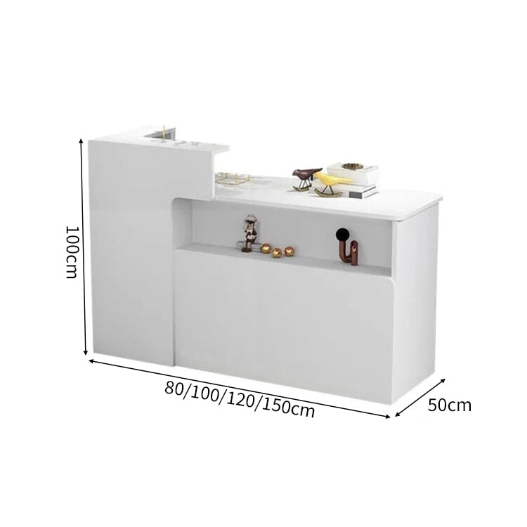 会社用　業務用　収納機能　角丸　木製受付カウンター　レセプションデスク　レジカウンター　受付カウンター　エントランス受付　シンプル　ホワイト　カスタマイズ可能　JDT-C014