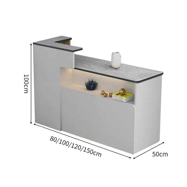 会社用　業務用　収納機能　角丸　木製受付カウンター　レセプションデスク　レジカウンター　受付カウンター　エントランス受付　シンプル　ホワイト　カスタマイズ可能　JDT-C014