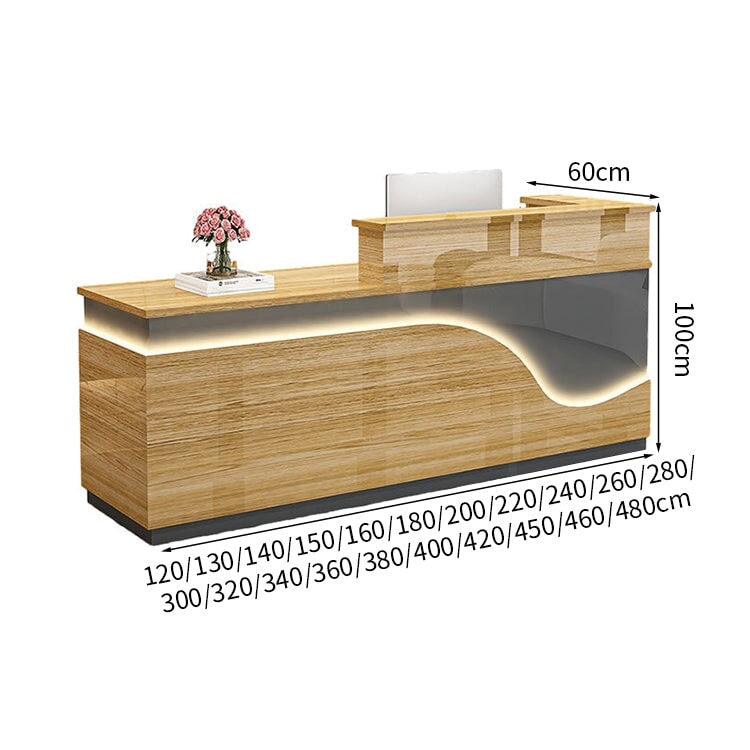鏡面仕上げ　厚い天板　多様な収納　分類収納　大容量　配線穴キャップ　エコ板材　安全無臭　カウンター　受付台　受付カウンター　おしゃれ　モダン　高級感　ホワイト　カスタマイズ可能　JDT-K059　 