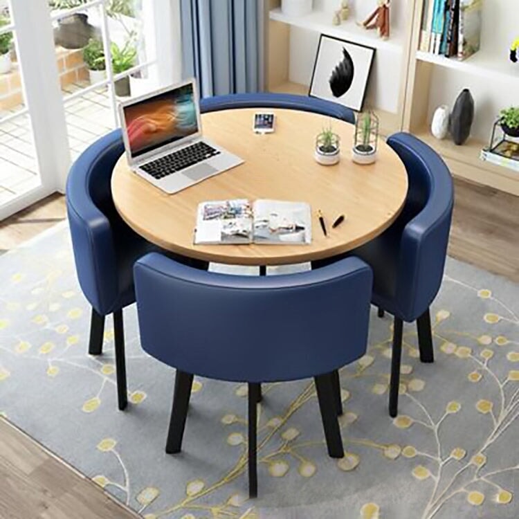 洗練応接テーブル・チェアセット 省スペース R 仕上げ安全 上質素材 PU レザー / コットンリネン椅子 高耐荷重