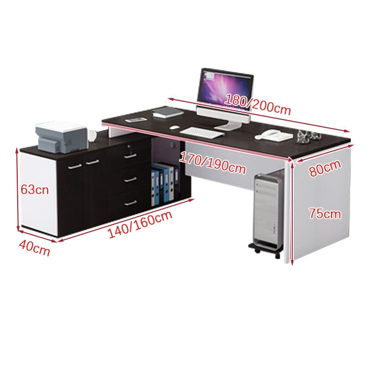 ワークデスク　オフィスデスク　エグゼクティブデスク　事務デスク　サイドキャビネット　オープン収納　扉付き　幕板　引き出し　シンプル　ナチュラル　LBZ-K025 -  