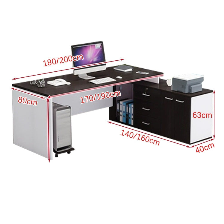 ワークデスク　オフィスデスク　エグゼクティブデスク　事務デスク　サイドキャビネット　オープン収納　扉付き　幕板　引き出し　シンプル　ナチュラル　LBZ-K025 -  