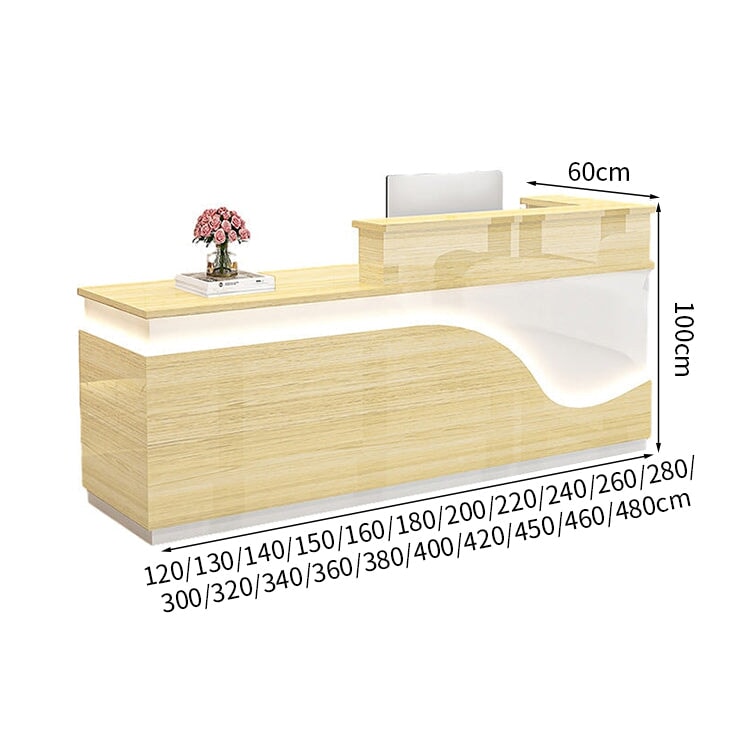 鏡面仕上げ　厚い天板　多様な収納　分類収納　大容量　配線穴キャップ　エコ板材　安全無臭　カウンター　受付台　受付カウンター　おしゃれ　モダン　高級感　ホワイト　カスタマイズ可能　JDT-K059　 