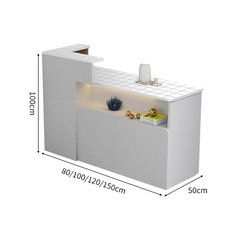 会社用　業務用　収納機能　角丸　木製受付カウンター　レセプションデスク　レジカウンター　受付カウンター　エントランス受付　シンプル　ホワイト　カスタマイズ可能　JDT-C014