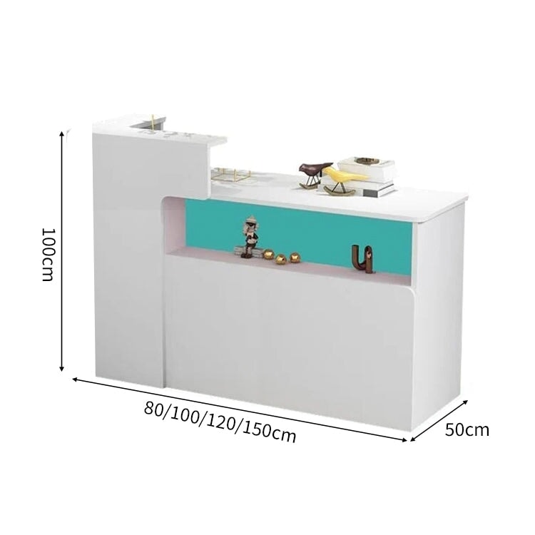 会社用　業務用　収納機能　角丸　木製受付カウンター　レセプションデスク　レジカウンター　受付カウンター　エントランス受付　シンプル　ホワイト　カスタマイズ可能　JDT-C014