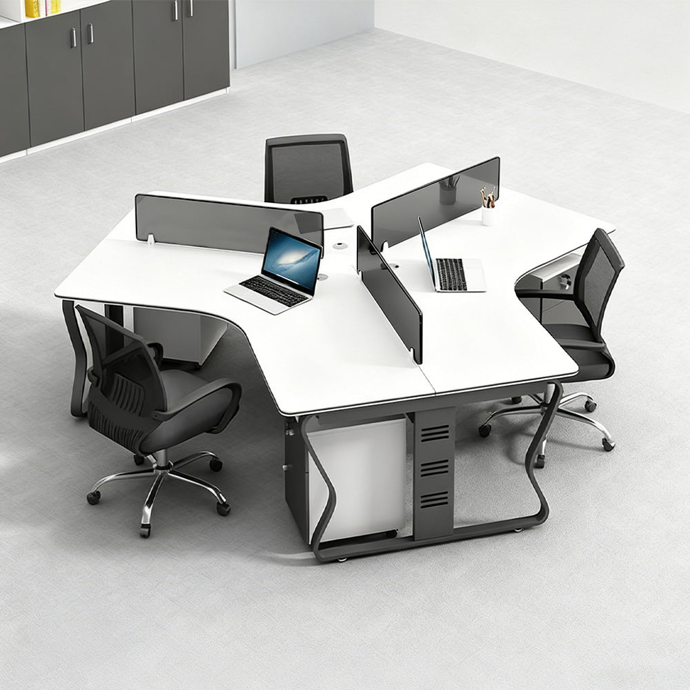 「フレックスライン」異形オフィスデスク｜チーム作業に最適な変形ワークステーション