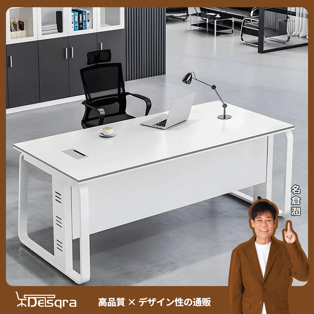 シンプルモダンなエグゼクティブデスク（パーティクルボード製）– 洗練されたデザインと優れた耐久性