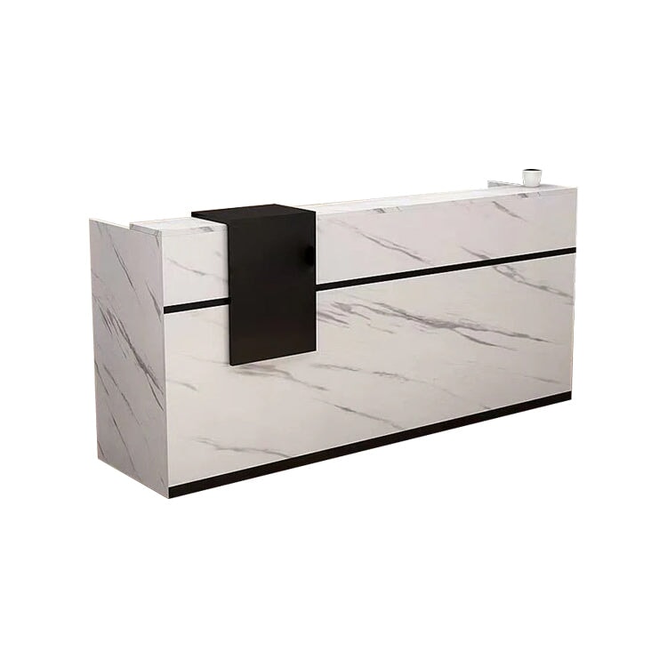 受付カウンター　レジカウンター　オフィス受付　カウンター　焼付塗装　オープン収納　鍵付き引き出し　マーブル模様　カスタマイズ可能　JDT-072　