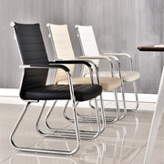 ワークチェア　オフィスチェア　デスクチェア　ミーティングチェア　ループ脚　人間工学　レザー　肘掛け　高密度ウレタンフォーム　メッシュ　シンプル　ブラック　