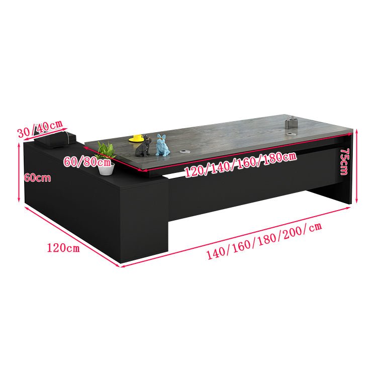 社長デスク　エグゼクティブデスク　オフィスデスク　チェア　幕板付き　配線孔付き　機能性　キャビネット　オープン収納　メラミン化粧板　エコ素材　高品質　LBZ - S011 -   