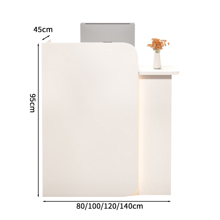 受付カウンター　レジカウンター　受付台　店舗カウンター　会社　事務所　引き出し　優れた収納力　キーボードトレイ付き　木製　シンプル　ホワイト　ナチュラル　カスタマイズ可能　JDT - S003