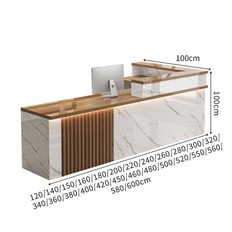 ハイグレード受付 応接カウンター｜鏡面仕上げ×錠付き引き出し×ケーブル配線対応（カスタマイズ可能）