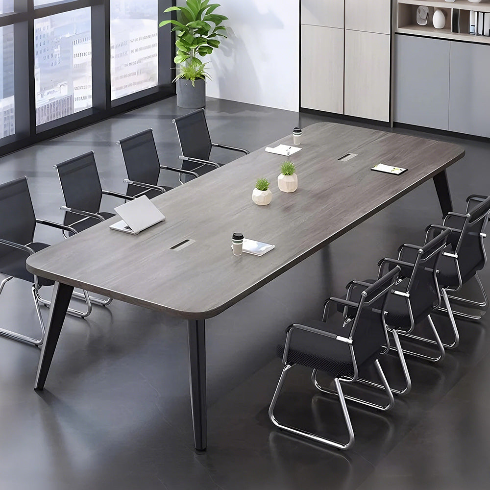 R仕上げ×配線ボックス付き｜落ち着きと安定性を備えたシンプル会議テーブル（カスタマイズ対応）