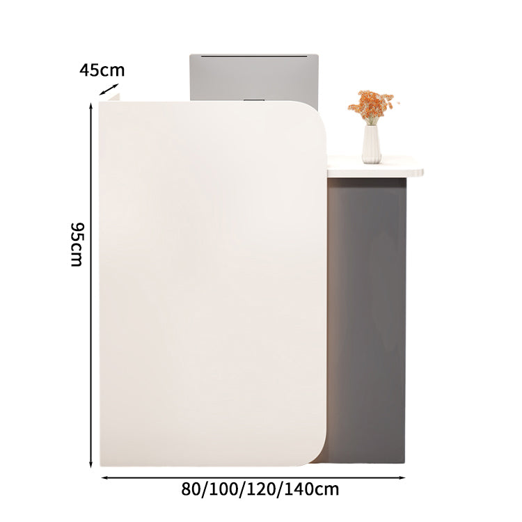 受付カウンター　レジカウンター　受付台　店舗カウンター　会社　事務所　引き出し　優れた収納力　キーボードトレイ付き　木製　シンプル　ホワイト　ナチュラル　カスタマイズ可能　JDT - S003