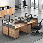 パーティション付きワークデスク｜厚天板 × 可動チェスト