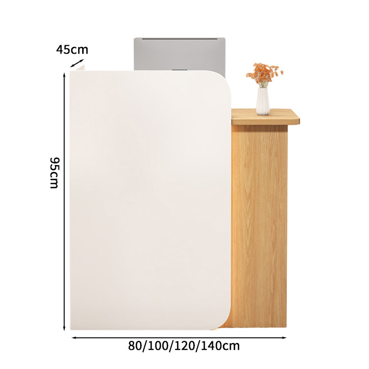 受付カウンター　レジカウンター　受付台　店舗カウンター　会社　事務所　引き出し　優れた収納力　キーボードトレイ付き　木製　シンプル　ホワイト　ナチュラル　カスタマイズ可能　JDT - S003