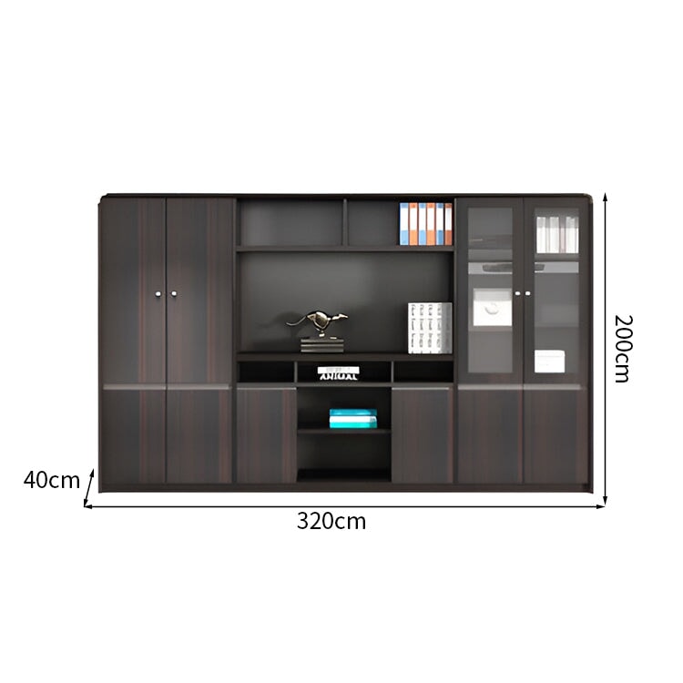 上品なエグゼクティブデスク｜ダブルサイドキャビネット｜三桁ダイヤル錠付き｜PC冷却用通気孔