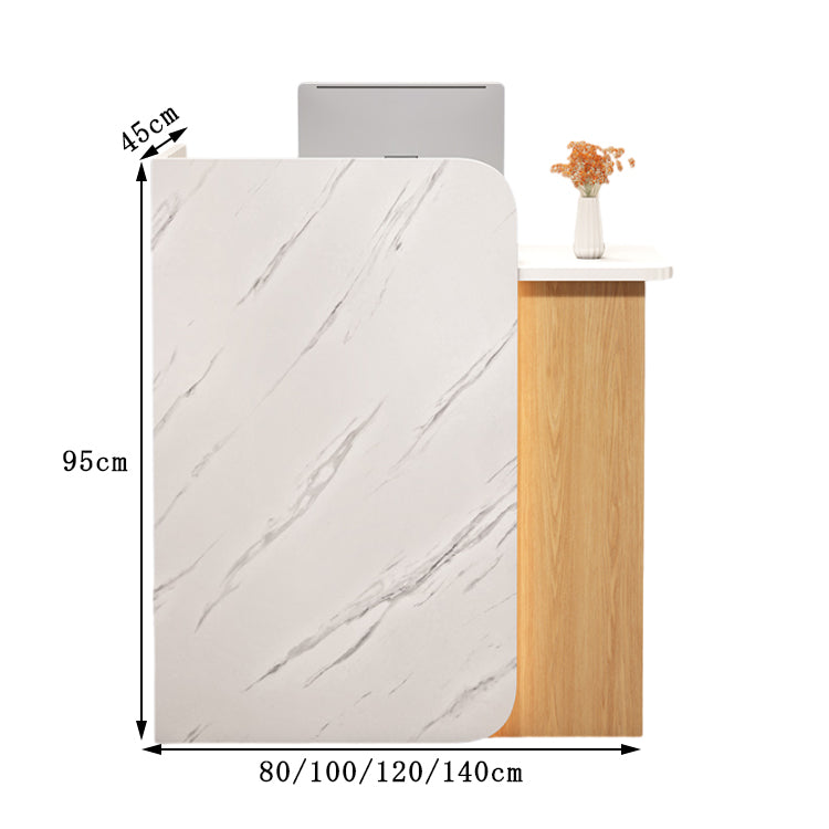 受付カウンター　レジカウンター　受付台　店舗カウンター　会社　事務所　引き出し　優れた収納力　キーボードトレイ付き　木製　シンプル　ホワイト　ナチュラル　カスタマイズ可能　JDT - S003