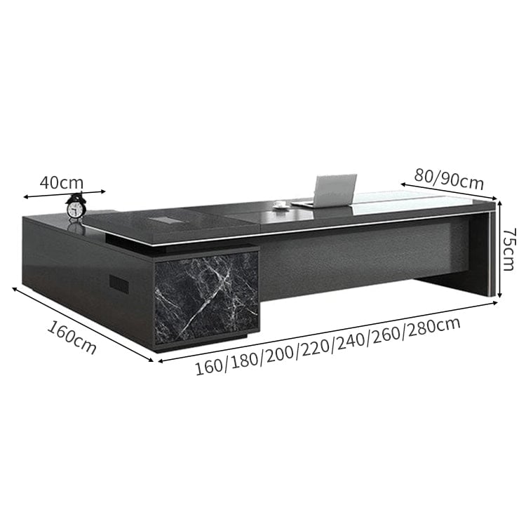 配線ボークス　PC用通気口　大容量収納　エグゼクティブデスク　役員デスク　社長机　事務机　ワークデスク　収納棚　マーブル模様　おしゃれ　ブラック　LBZ-C132　  