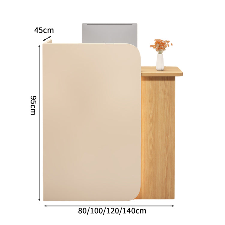 受付カウンター　レジカウンター　受付台　店舗カウンター　会社　事務所　引き出し　優れた収納力　キーボードトレイ付き　木製　シンプル　ホワイト　ナチュラル　カスタマイズ可能　JDT - S003