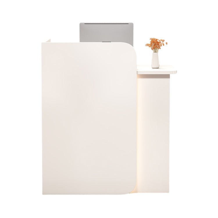 受付カウンター　レジカウンター　受付台　店舗カウンター　会社　事務所　引き出し　優れた収納力　キーボードトレイ付き　木製　シンプル　ホワイト　ナチュラル　カスタマイズ可能　JDT - S003