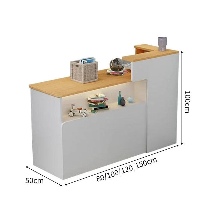 会社用　業務用　収納機能　角丸　木製受付カウンター　レセプションデスク　レジカウンター　受付カウンター　エントランス受付　シンプル　ホワイト　カスタマイズ可能　JDT-C014