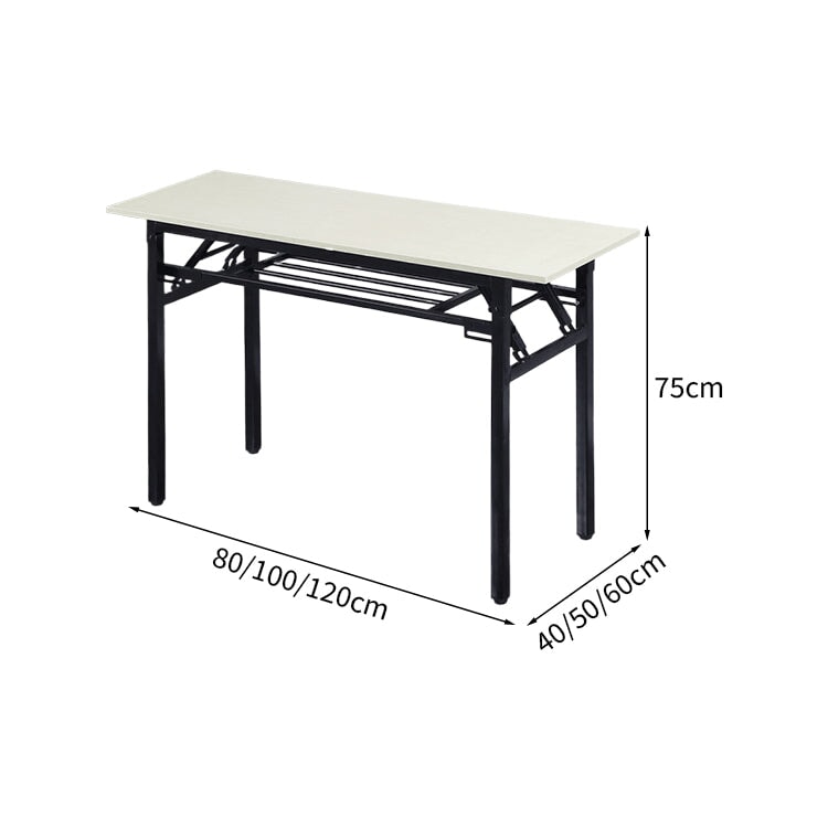 デスク　多用途デスク　研修用デスク　勉強机　木目調　折り畳み式　アジャスター付き　収納棚付き　人間工学　コンパクト　シンプル　ホワイト　ナチュラル　BGZ-K-008　  