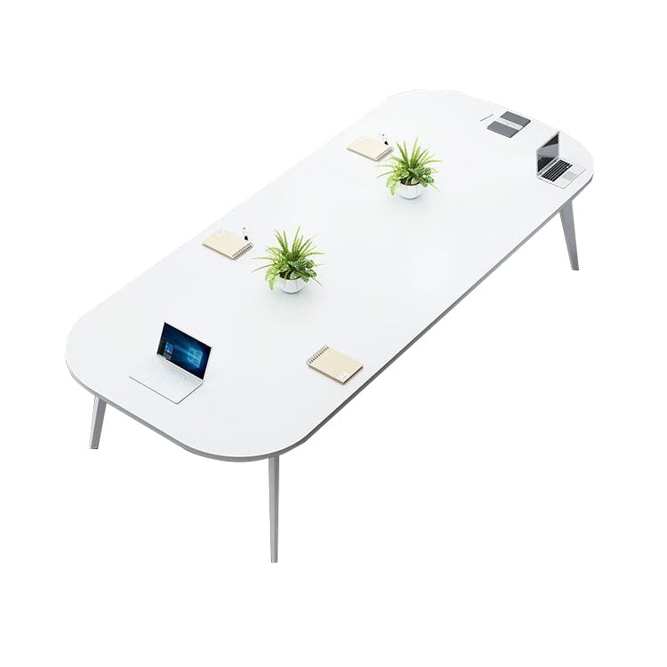 会議テーブル　ミーティングテーブル　商談テーブル　会議机　テーブル　丸み　炭素鋼フレーム　シンプル　ホワイト　ウォールナット　 