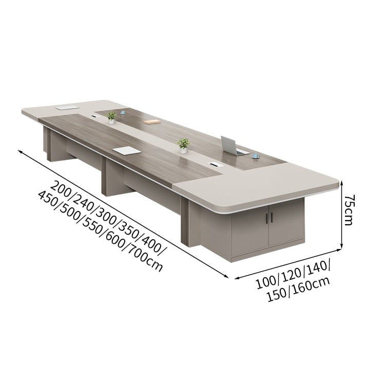 分厚い天板　重厚感　安定性　扉付き収納　大容量　配線ボックス　メラミン化粧板　幅広　ゆとり　会議テーブル　テーブル　ミーティングテーブル　上質　格調高い　落ち着き　カスタマイズ可能　HYZ-K-078