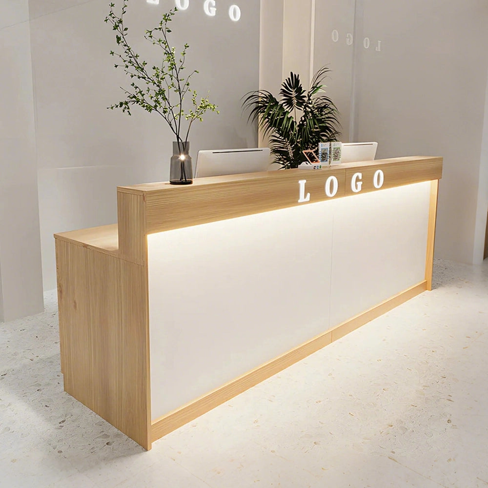 スタイリッシュな受付カウンター｜ナチュラル×メラミン化粧板｜カスタマイズ対応タイプ×サイズ選択可
