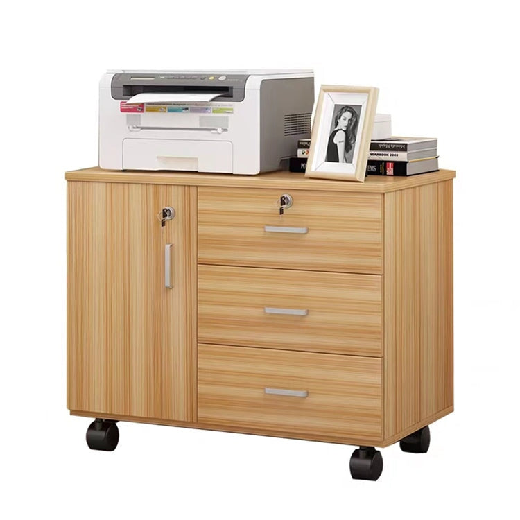 オフィスキャビネット　ファイリングキャビネット　木製書庫　オフィス機器置台　キャスター付き　錠付き　シリンダー錠