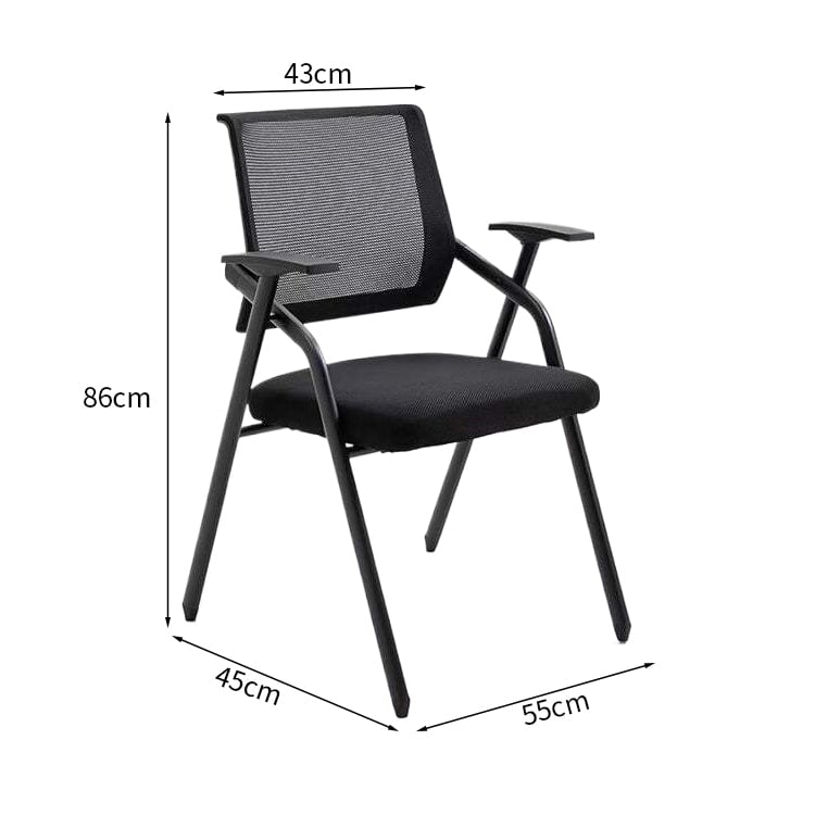 メッシュ生地　通気性　折りたたみ　スタッキング　メモ台　スチールフレーム　チェア　オフィスチェア　会議用　研修会　省スペース　機能的　実用　ブラック　ブルー　BGY-K-044