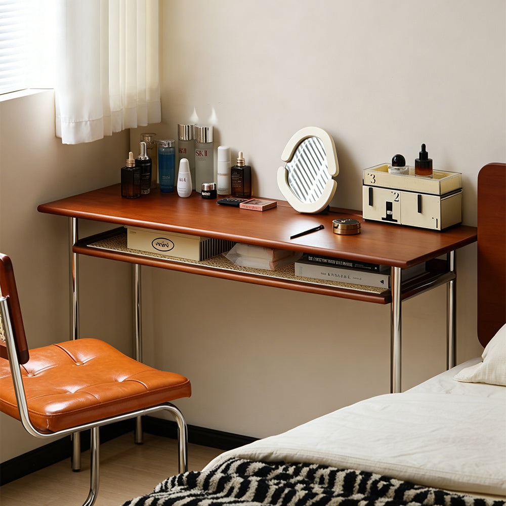 極細スチールデスク｜奥行き 45cm 省スペース｜収納スペース 50% 拡大対応